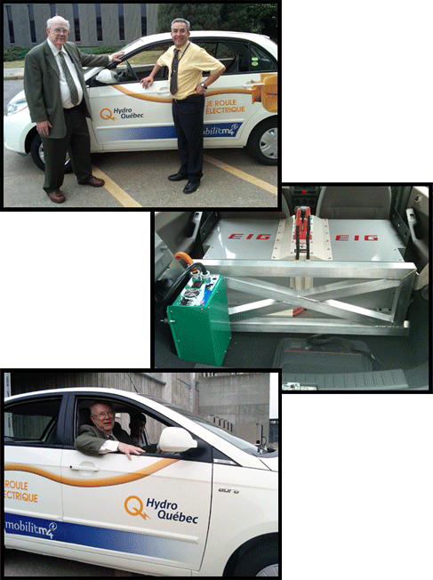 Hydro Quebec in Montreal Canada; Ralph got to test drive one of several electric vehicles that HQ has converted over to electric.